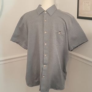 Ted Baker Timothy Short Sleeve Button Down Shirt Greyish Blue Mens 7‎